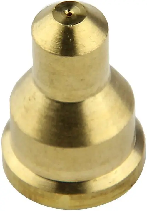 Goldfarbene Zündgasdüse von Bosch, mit konischer Form und einem kleinen Öffnungspunkt an der Spitze. Ideal für Anwendungen in Heizsystemen.